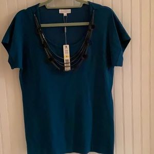 NEW Short Sleeve Sweater w/Necklace